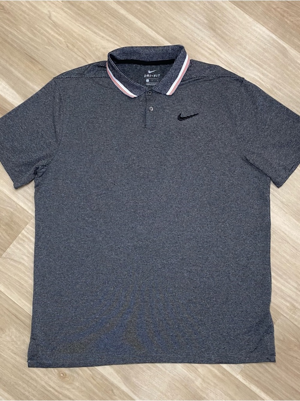 Nike Golf Men's Black Navy Micro-Striped Polo Large